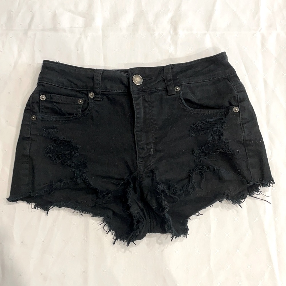 AE - black denim shorts